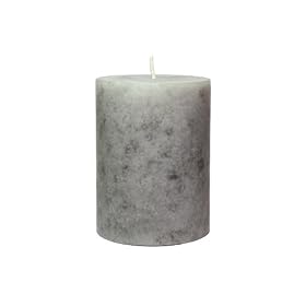Set of 24 Mottled Pillar Candle 3 X 4, Grey - Sandalwood Scented