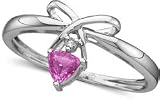 Trillion Shape Pink Sapphire Ring Set in 14k White Gold with Diamond Accents