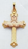14kt Two-Tone Gold Claddaugh Cross - XR715
