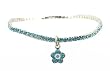 Anklet - A21 - Swarovski (tm) Crystal Stretch ~ Aqua w/ Aqua Flower