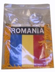 Romanian Flag with String and Suction Cap, 4x6 in.