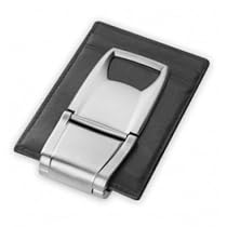 Munich Money Clamp--Satin w/brown leather wallet; Money Clip