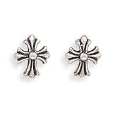 Small Oxidized Cross Post Earrings
