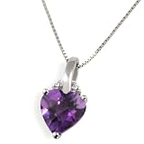 Goldmaid Damen-Collier Herz 585 Weißgold 1 Amethyst 3 Diamanten 0,01ct Fa C3814WG