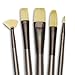 Royal & Langnickel, Zen Series 33, Set of 5 Brushes, Long Handle, Synthetic White Bristle, Bright 12, Fan 2, Flat 8, Filbert 8, Round 2, RZEN-SET332