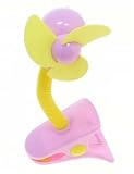 Childs push chair fan with clip - pink