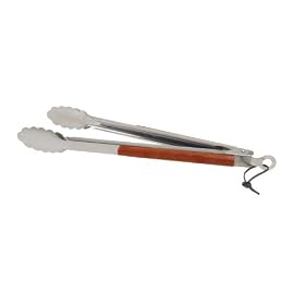 Charcoal Companion S S Locking Grill Tongs with Rosewood Handle 16-inch by 
