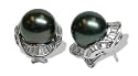 18K white gold voyage Black Tahitian cultured pearl and diamond earring