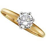 14K Yellow Gold Solitaire Diamond Ring