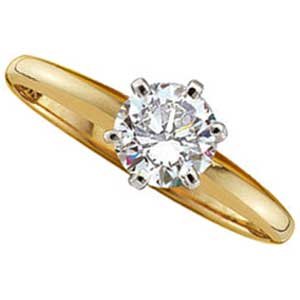 14K Yellow Gold Solitaire Diamond Ring
