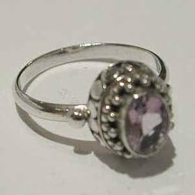 Sterling Silver Bali Design Ring with Genuine Amethyst Stone by SilverSpeck