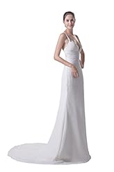 Plus Size Spring Chiffon Spaghetti Strap Sheath Beaded Wedding Dress  with a Court Train  with a Brush/Sweep Train 