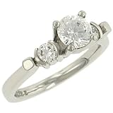 Half Bezel Set Diamond Engagement Ring .30cttw (CZ ctr