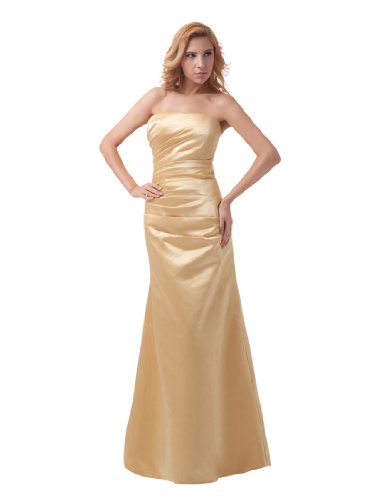 Topwedding Strapless Princess Satin Floor Length Evening Dress