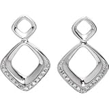 14K White Diamond Earrings 1 10 Cttw Pair