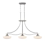 Quoizel CN346AN Copenhagen 3-Light Island Chandelier with Opal Etched Glass Shades, Antique Nickel