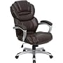 Flash Furniture Brown Leather Executive Office Chair with Leather Padded Loop Arms