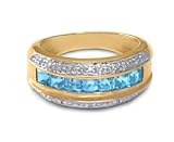 10KT Ladies Diamond and Blue Topaz Ring