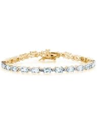 14k Yellow Gold Diamond and Aquamarine Bracelet