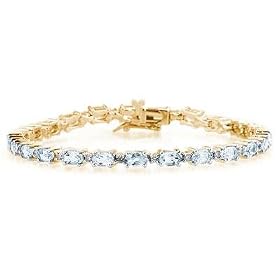14k Yellow Gold Diamond and Aquamarine Bracelet by Szul