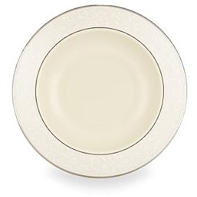 Lenox Pearl Innocence Platinum Banded Ivory China Pasta Bowl Rim Soup by Lenox