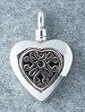 Silver Heart Filigree Inlay Cremation Urn Jewelry