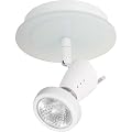 Globe Siena One-Light Flush Mount Ceiling Fixture with Frosted Glass Backplate, White #57455