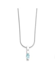 Sterling Silver White Ice .02ct. Diamond & Blue Topaz 18in Necklace.Wt-0.02ct