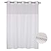 Waffle Weave Fabric Shower Curtain No Hooks Needed, Cotton Blend, With Span-in Repalcement Liner - Hotel Grade, Water Repellent, Machine Washable - 71x74, White