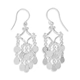 Chandelier French Wire Diamond Cut Out Earrings with 5 Strand Drop