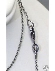 Solid 14k Black (Rhodium) Gold Cable Link Chain Necklace (0.8mm ), 16" Italian 1.25g