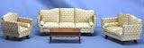 Dollhouse Miniature Beige & Walnut Living Room Set