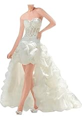 Strapless Satin Sweetheart Lace  Backless Natural   Waistline Prom Dress/Party Dress/Wedding Dress  With Ruffles