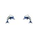 14K Blue Enamel Dolphin Earrings