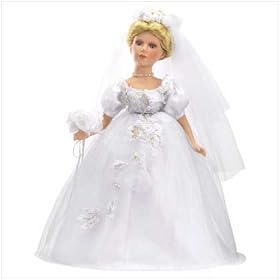 VICTORIAN BRIDE WEDDING MARCH WHITE PORCELAIN DOLL