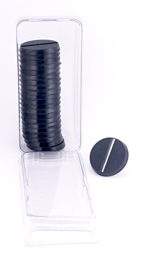Value Pack of 20 - 25MM Round Slotted Black Light Infantry Miniature Model Bases for TableTop or Miniature WarGames