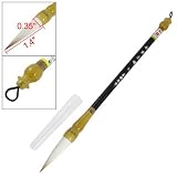 Small Sized White Faux Fur Head Chinese Writing Brush w Cord
