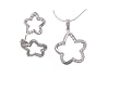 Sterling Silver Chunky Polished Star with CZ Accents Necklace and Earring Set