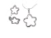 Sterling Silver Chunky Polished Star with CZ Accents Necklace and Earring Set