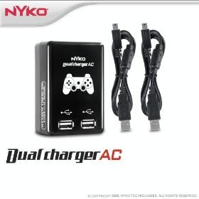 Portable Dual USB AC Adapter with 2 USB Charge Cables for PS3