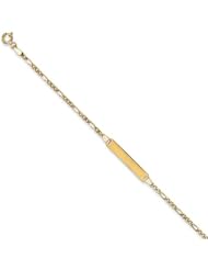MadiK® Kids 14k Yellow Gold Figaro Polished Engraveable Baby ID Bracelet 6"