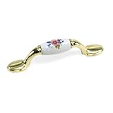 Review Laurey  / Laurey 76mm Pull - Flowers-White-Polished Brass