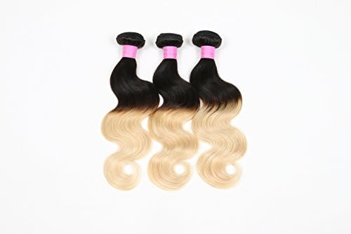 Azarias Brazilian Real Human Virgin Hair Weave Extensions Hair Weft 7A Body Wave T1B/613 Color (3 Bundles 12"14"14")