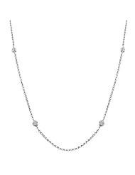 14 Karat White Gold Diamond-Cut Bead and Rolo Chain Necklace (60 Inch)