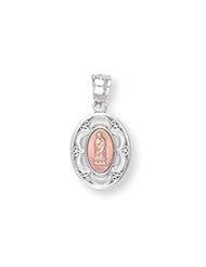 10k Two-tone Gold Miraculous Medal Catholic Charm Santa Maria Pendant