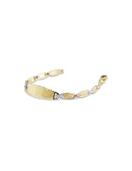 Kids 14k Yellow Rose White Gold Engraveable ID Bracelet