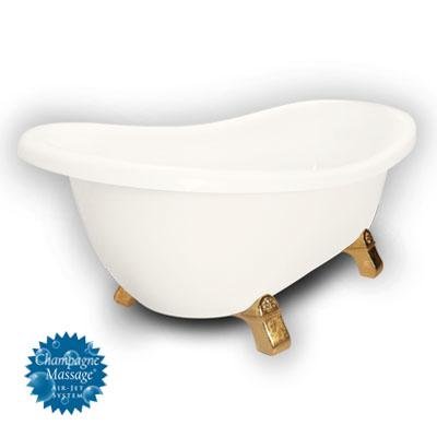 American Bath Factory B1-1720-BB-DM7-M2-45-PB-C1-RH Churchill Slipper Clawfoot Bathtub in Bisque, Ar