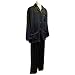 Sirisha Men's Classic Satin Silk Pajamas, G2, Black/Gold Trim