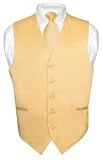Mens GOLD Color Tie Dress Vest and NeckTie Set for Suit or Tuxedo