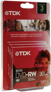 TDK 4X DVD-RW 8CM 1.4 GB DVD-RW 3 Pack in Jewel Case